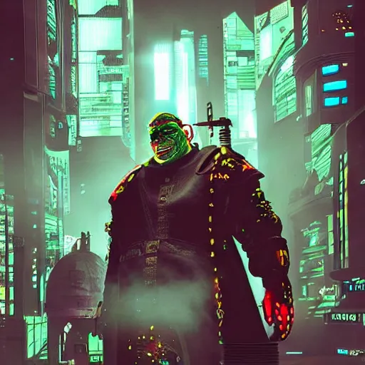 Image similar to Cyberpunk Shrek