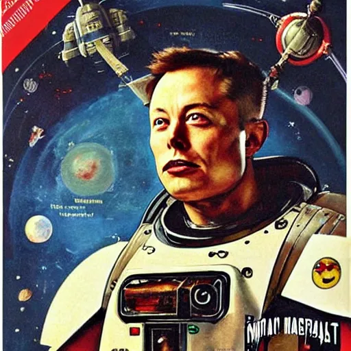 Image similar to elon musk as a warhammer 4 0 k space marine, by norman rockwell,