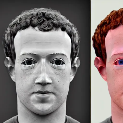 Image similar to mark zuckerberg as an eerie prototype uncanny valley android