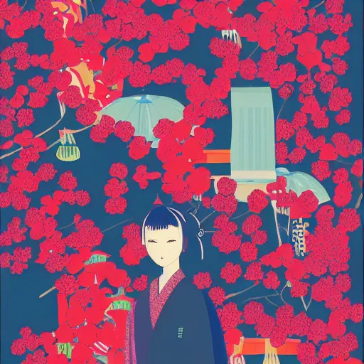 Image similar to japanese digital illustration poster, colourful, pinterest,