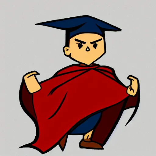 Prompt: small wizard with no arms wearing a big cape around him, digital cartoon video game character art