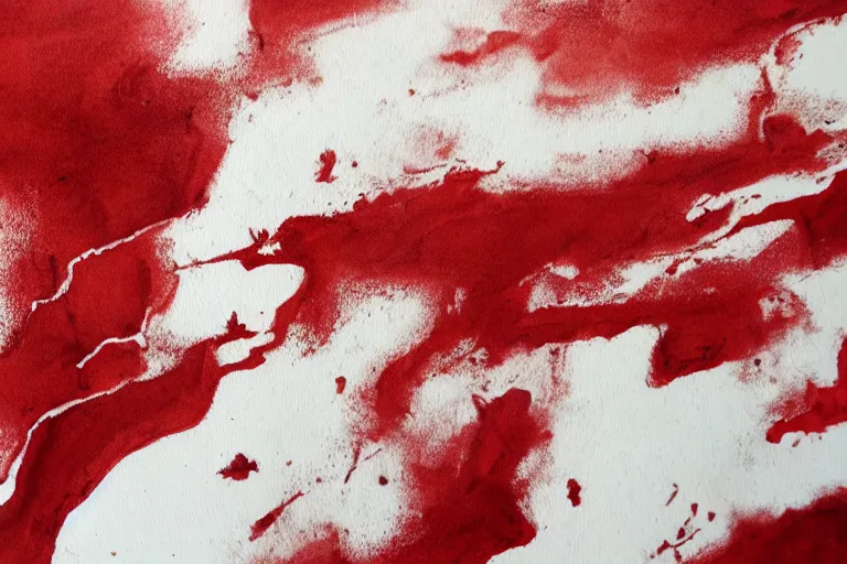 Image similar to ancient martian landscape, minimalistic red and ink airbrush painting on white background