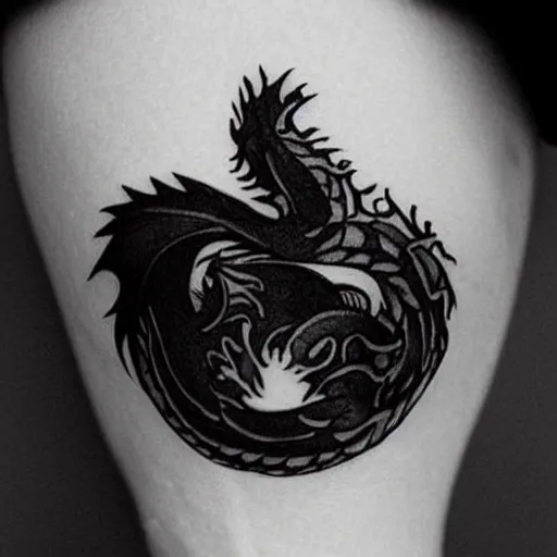 Image similar to A dragon tattoo, minimalistic, simplistic,