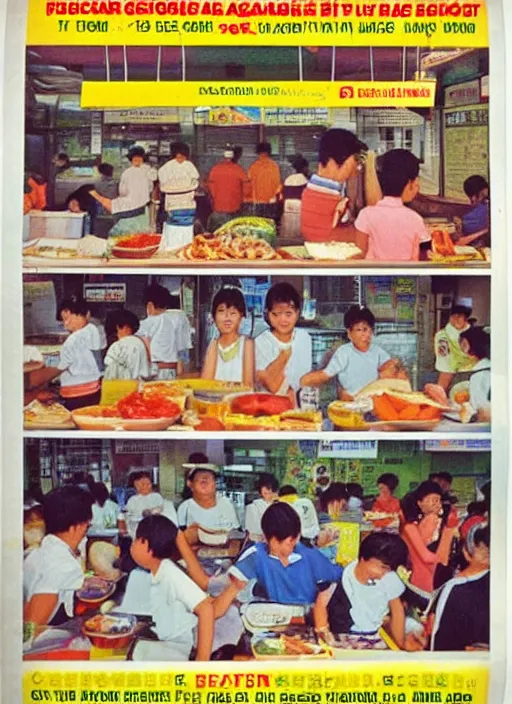 Image similar to 1 9 9 0 s singaporean public education poster for hawker centres