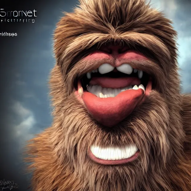 Image similar to perfectly centered portrait, happy hairy monster, candid photography, by anne stokes, highly detailed, unreal engine 5