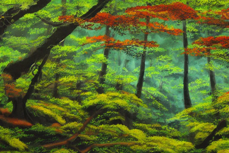 Image similar to yakushima forest painting