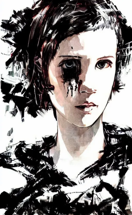 Image similar to Portrait of Millie Bobby Brown by Yoji Shinkawa