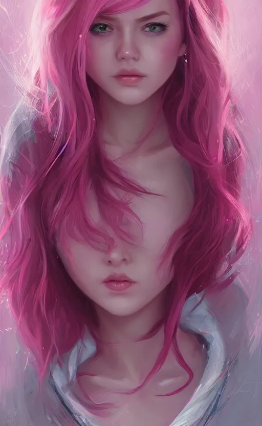 Image similar to teen girl, pink hair, gorgeous, amazing, elegant, intricate, highly detailed, digital painting, artstation, concept art, sharp focus, illustration, art by Ross tran