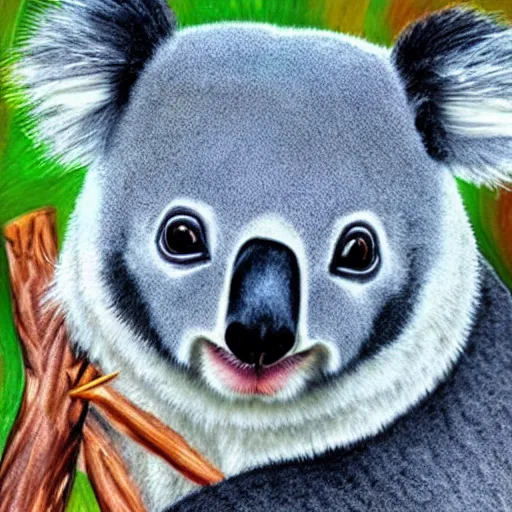 Image similar to a koala with the colors of a panda