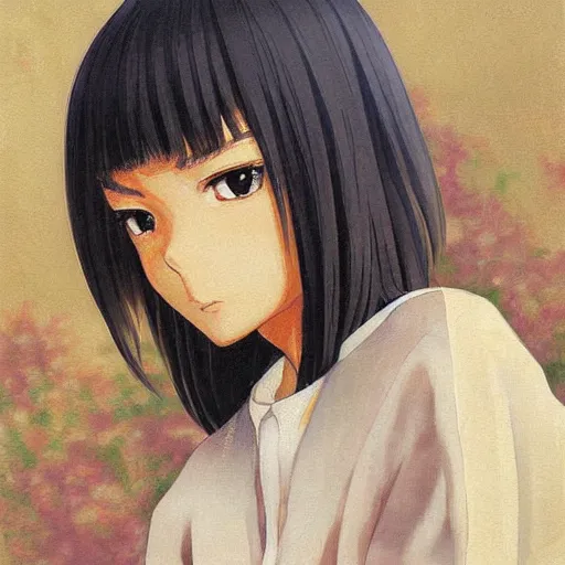 Prompt: anime zendaya by by Hasui Kawase by Richard Schmid on canvas