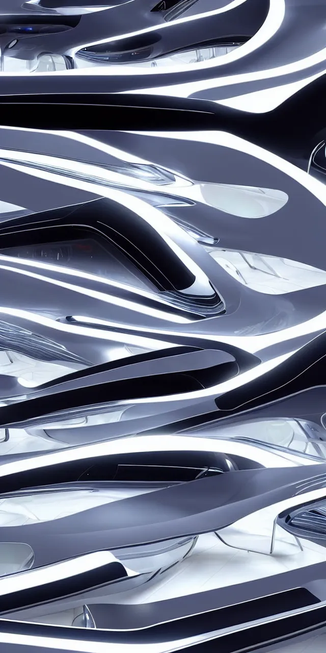 Prompt: A seamless pattern of photorealistic futuristic sci-fi white and gold concept cars designed by by zaha hadid and karim rashid, close-ups, detail shots, 3D, futuristic cars, Blade Runner 2049 film, robotic machinery, BMW and Mercedes concept cars, Backlit, glowing lights, shiny glossy mirror reflections, Gold and white, large patterns, Futuristic shapes, Symmetric, Hajime Sorayama, Marc Newson, mecha robot details, Macro details, keyshot product render, plastic ceramic material, Transparent Glass surfaces, High Contrast, metallic polished surfaces, seamless pattern, Dynamic lighting, white , gold, grey, black cyan and aqua colors, Octane render in Maya and houdini, vray, ultra high detail ultra realism, unreal engine, 4k in plastic dark tilt shift
