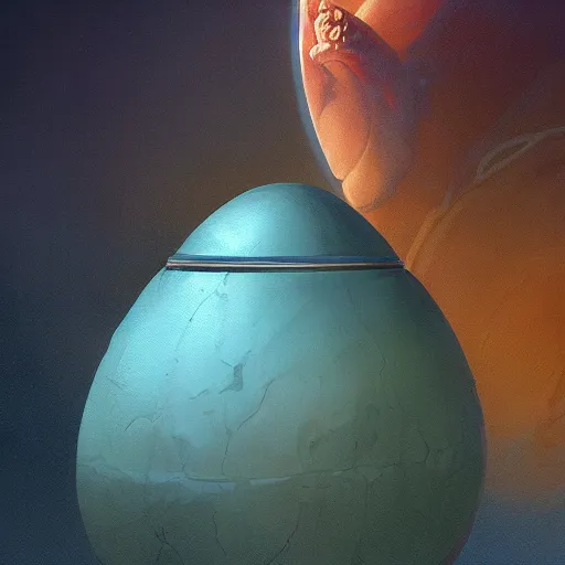 Image similar to alien egg on a pedestal by concept artist gervasio canda, behance hd by jesper ejsing, by rhads, makoto shinkai and lois van baarle, ilya kuvshinov, rossdraws global illumination radiating a glowing aura global illumination ray tracing hdr render in unreal engine 5