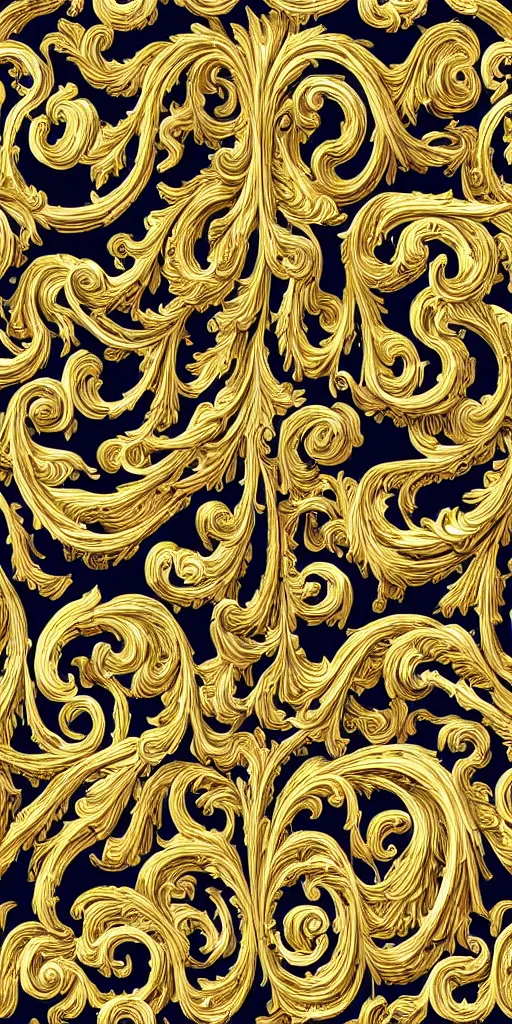 Image similar to the source of future growth dramatic, elaborate emotive Golden Baroque and Rococo styles to emphasise beauty as a transcendental, seamless pattern, symmetrical, large motifs, sistine chapel ceiling, 8k image, supersharp, spirals and swirls, Gold blue black and white, 3D, no blur, sharp focus, photorealistic, insanely detailed and intricate, cinematic lighting, Octane render, epic scene, 8K