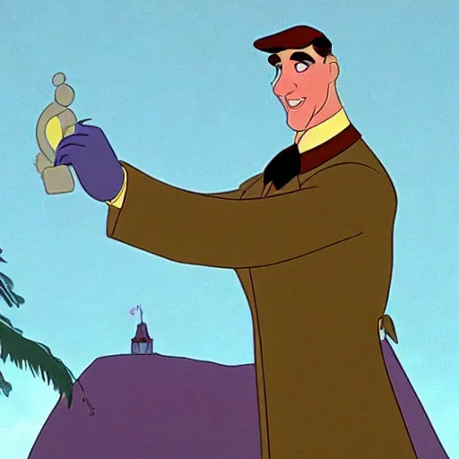 Image similar to steve carell in anastasia, don bluth animation, film still