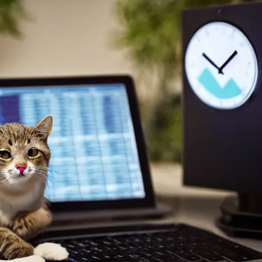 Image similar to photo of anthropomorphic cat trading stocks