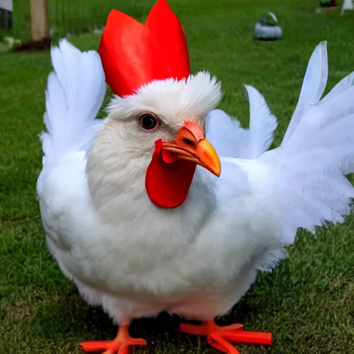 Prompt: photo of a cute chicken dressed as an inmate