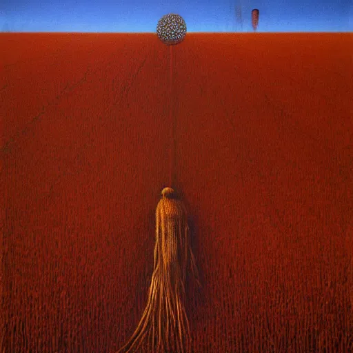 Image similar to poor harvest by Zdzisław Beksiński, oil on canvas