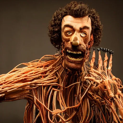 Prompt: animatronic Danny McBride, exposed wires, photo, Stan Winston studios, detailed, 4k