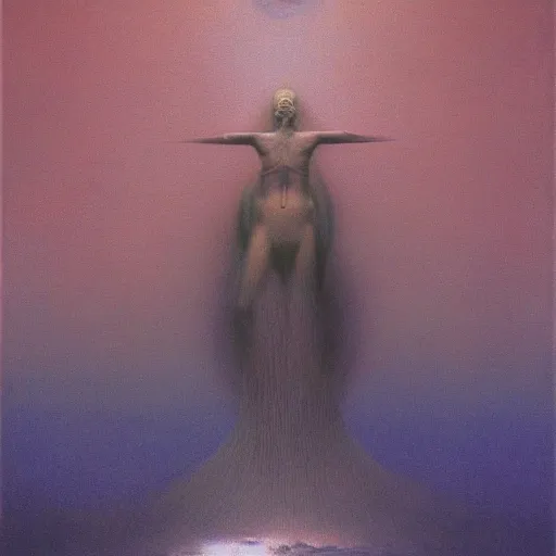 Image similar to god by Zdzisław Beksiński, oil on canvas