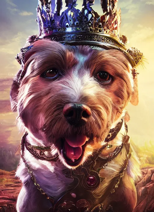 Prompt: An epic fantasy comic book style portrait painting of a petit brabancon dog queen in throne, unreal 5, DAZ, hyperrealistic, octane render, cosplay, RPG portrait, dynamic lighting