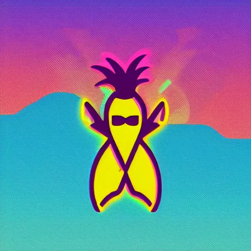 Image similar to logo of a banana, synthwave styled