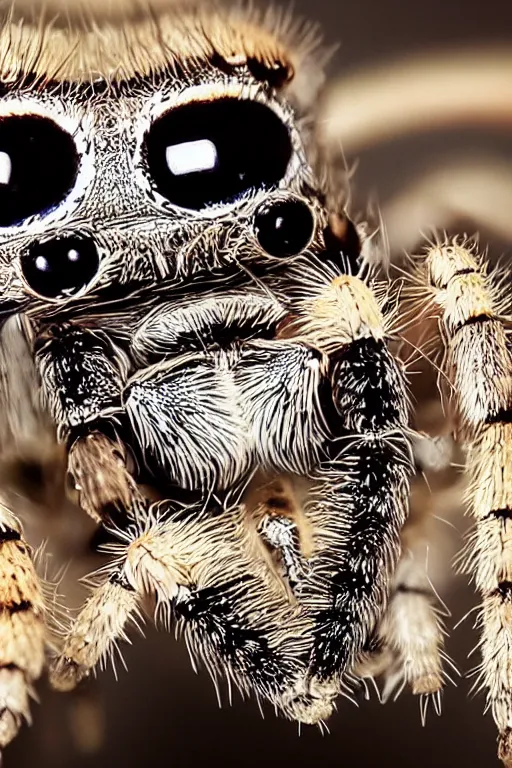 Image similar to 8mm extremely detailed macro photography of a jumping spider playing drums, realistic, 8k, colorful, national geographic, detailed
