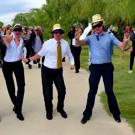 Image similar to FBI agents have disco party on gold course