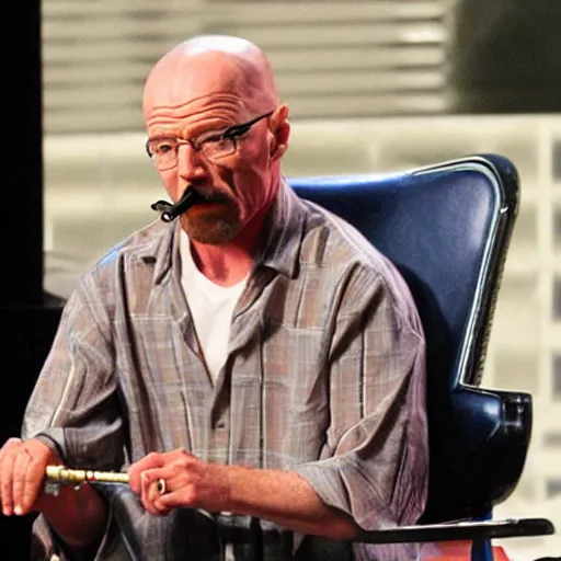 Image similar to walter white playing the flute on america's got talent