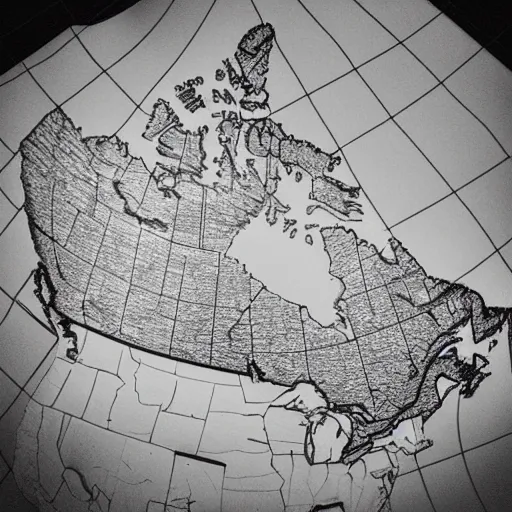 Image similar to professional fine detailed photo of a canada map, iphone photo, instagram, black and white - - cfg _ scale 1 2