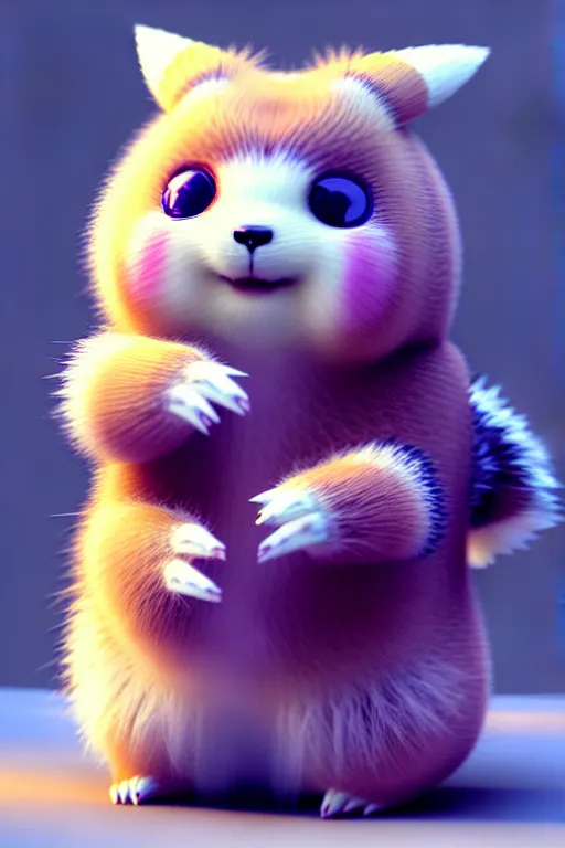 Prompt: high quality 3 d render cyberpunk very cute pastel fluffy! quokka cyborg, highly detailed, vray smooth, in the style of detective pikachu, hannah yata charlie immer, dramatic blue light, low angle, uhd 8 k, sharp focus