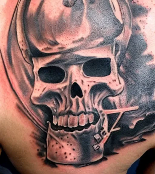 Megadeth's Vic Rattlehead on Jordan - Dolly's Skin Art Tattoo Kamloops BC