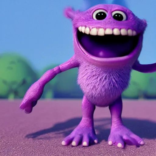 Prompt: a purple monster, cute and adorable, pixar, shallow depth of field, cinematic, full body, octane render