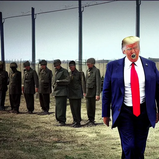 Prompt: donald trump at a concentration camp