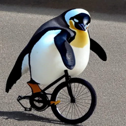 Image similar to penguin riding a bicycle