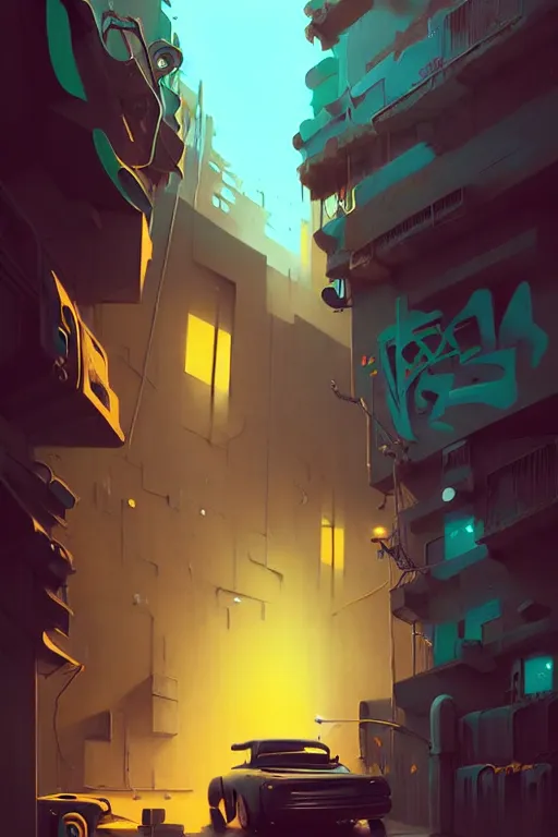 Image similar to matte painting extreme offset 3 d calligraphy graffiti mural wall extreme maximalism by atey ghailan, by greg rutkowski, by greg tocchini, by james gilliard, by joe fenton, yellow, brown, black and cyan color scheme, octane render