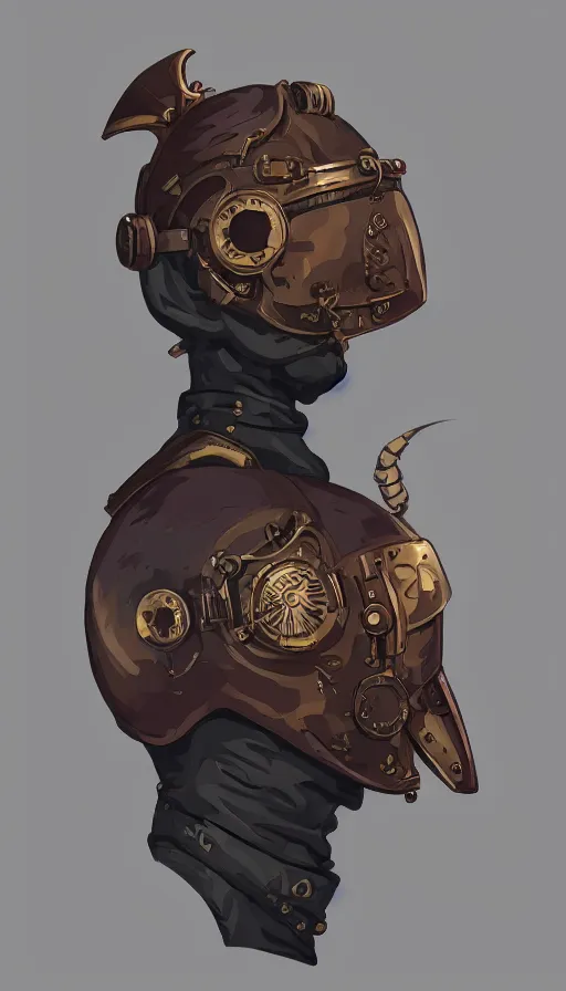 Image similar to steampunk helmet, female warrior, sharp focus, james gilleard, print, game art