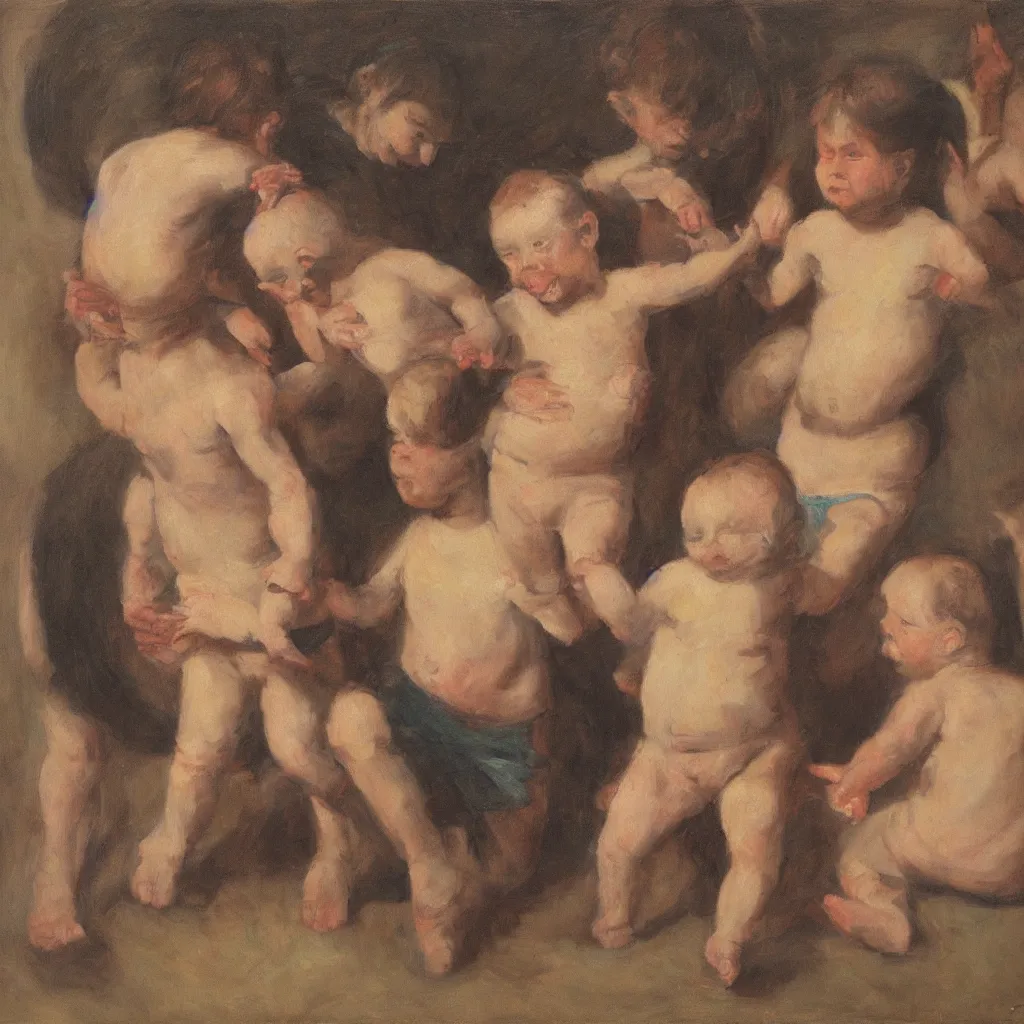 Image similar to the limbo of infants, oil painting