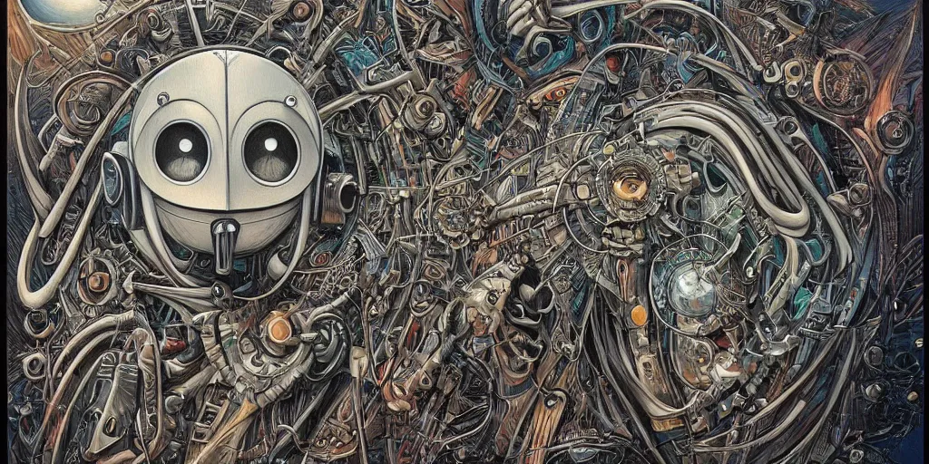 Image similar to a beautiful painting of robot by aaron horkey, trending on artstation