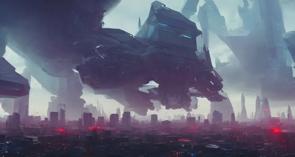 Prompt: a photo of monolithic mech reaching through the dense clouds towering over a crowd of astronauts in a futuristic city, ultra realistic, hyper - detailed, unreal engine, raytraced lighting, colorful accents