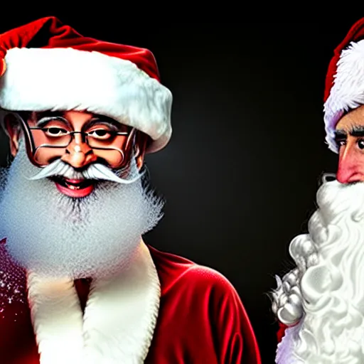 Image similar to uhd candid photo of santa and osama bin laden in a hot tub. photo by annie leibowitz