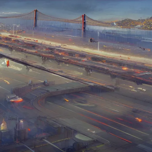 Image similar to concept art, bird's - eye view from san francisco international airport, by james gurney, greg rutkowski, john howe, artstation