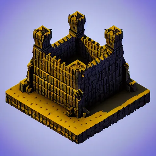 Prompt: Isometric 3D DARK CASTLE, realistic, soft texture, render in blender,, magic voxel, gradient, geometric, minimal, cinematic lighting C 15.0