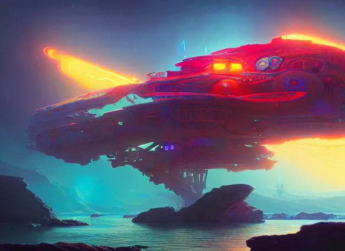 Prompt: A psychedelic chiefwater astral dreadnought , vibrant color scheme, highly detailed, in the style of romanticism, cinematic, artstation, Moebius, Greg rutkowski