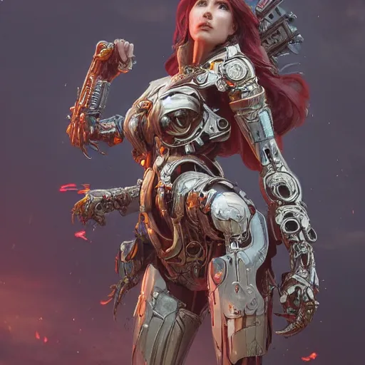 Prompt: beautiful female evil cyborg druid android queen, ultra realistic, concept art, intricate details, serious, highly detailed, photorealistic, octane render, 8 k, unreal engine, art by todd mcfarlane and artgerm and greg rutkowski and alphonse mucha