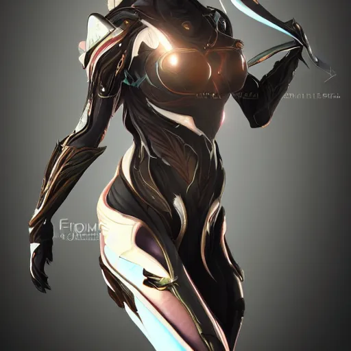 Image similar to beautiful intricate fanart of female warframe, stunning elegant pose, well designed hands, high quality, artstation, deviantart, furaffinity, octane render