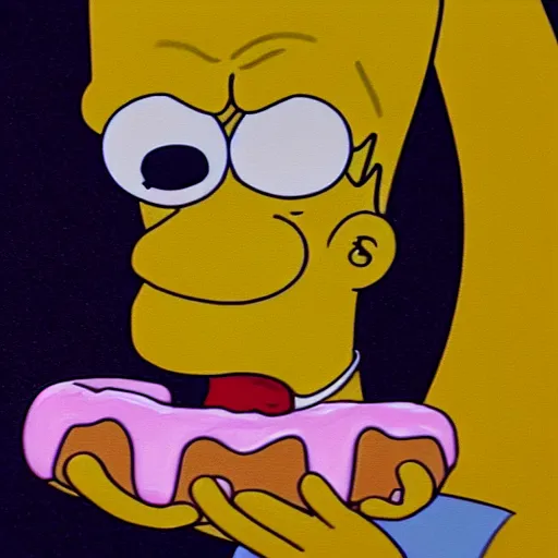 Prompt: photorealistic homer simpson eating a donut