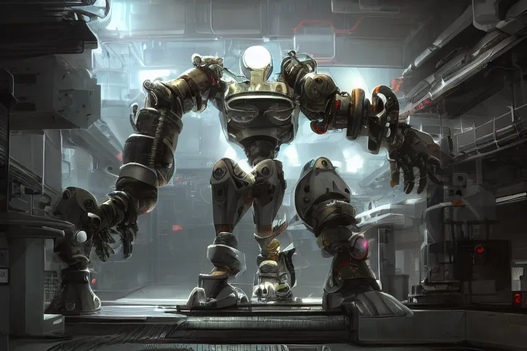 Image similar to parallax datacenter server room single mono colossus white rusty android robosaurus guard in artstation cinematic detailed concept art volumetric light sharp coherent cgsociety symmetric perfect