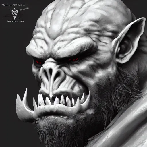 Prompt: white orc, high detail environment and characters, detailing even the smallest particles and details, black and white style, 4 k, 8 k, trending on artstation, artstationhd, artstationhq