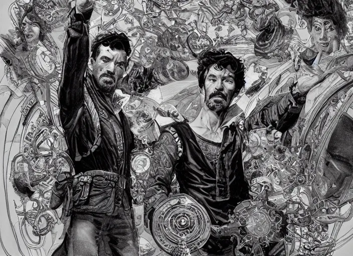 Image similar to a highly detailed comic portrait of stephen strange, james gurney, james jean