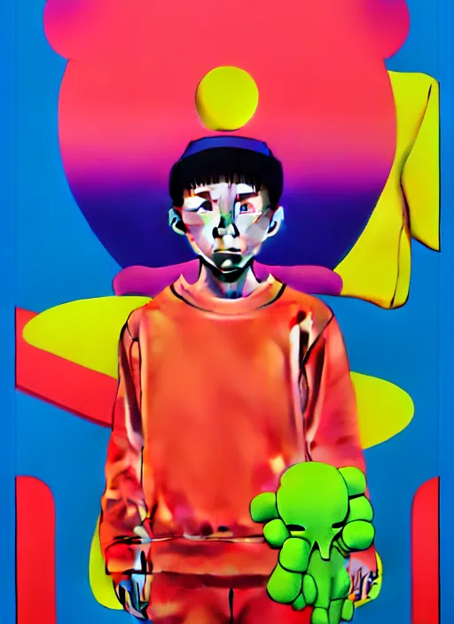 Image similar to streetwear kid by shusei nagaoka, kaws, david rudnick, airbrush on canvas, pastell colours, cell shaded, 8 k